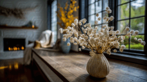 Dried Cotton Stem Arrangement in Vase
