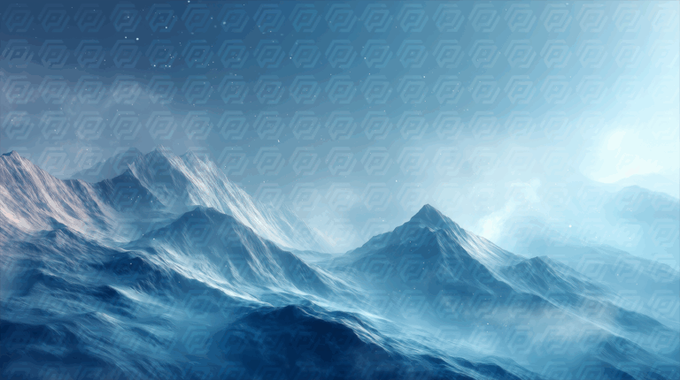 Snowy Mountain Peaks Under Winter Sky