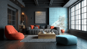 Modern Living Room With Bold Accents And Natural Light