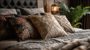Elegant Decorative Pillows on a Luxurious Bed