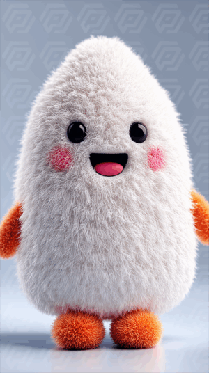 Fluffy Happy Character With Orange Hands and Feet
