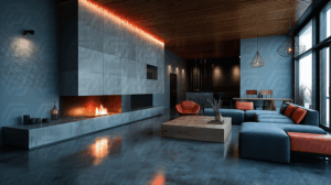 Luxury Lounge With Fireplace And Modern Minimal Decor
