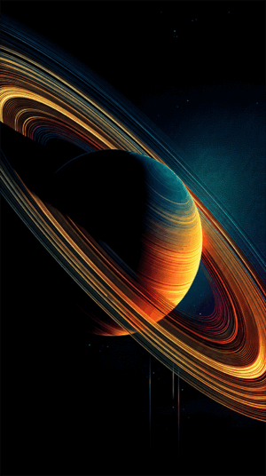 Colorful Abstract Illustration of Saturn and Rings