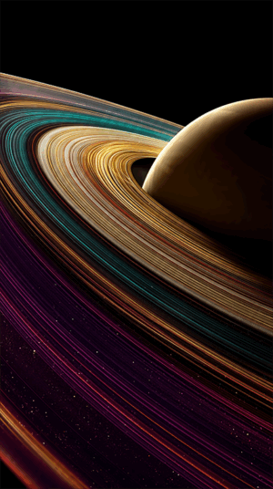Colorful Planetary Rings With Cosmic Backdrop