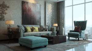 Elegant Contemporary Living Room With City View