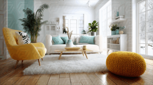 Bright Scandinavian Living Room With Yellow Accents