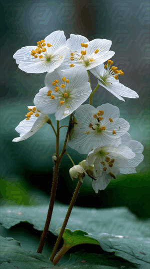 White Wildflowers Blooming Over Rich Green Foliage