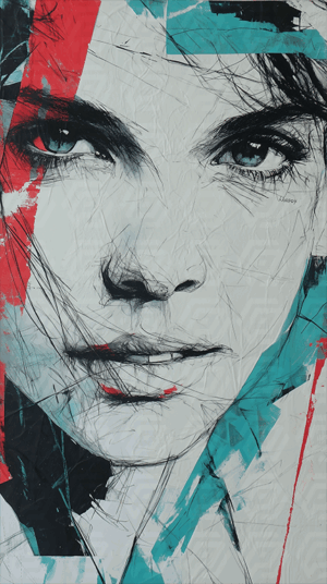Vivid Urban Portrait Of A Woman With Red And Blue Dynamic Highlights