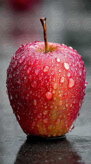 Fresh Red Apple With Water Droplets