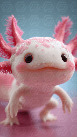 Cute Pink Axolotl Close Up with Adorable Expression