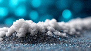 Icy Salt-Like Crystals On Glittering Surface
