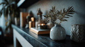 Modern Minimalist Decor With Patterned Ceramic Vase