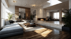 Bright Cozy Living Room With Fireplace and Natural Light