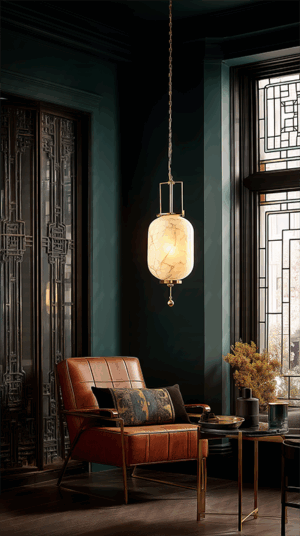 Mid-Century Modern Pendant Light and Lounge Chair Decor