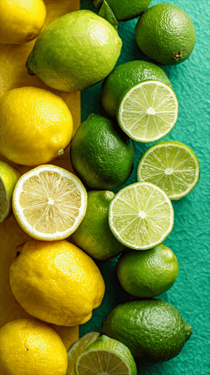 Fresh Lemons and Limes on a Vibrant Background