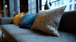 Stylish Sofa With Colorful Throw Pillows by the Window