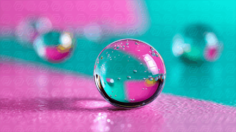 Glossy 3D Bubble on Colorful Background