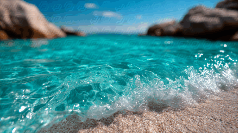 Tropical Shoreline with Crystal Clear Wave on Sandy Beach
