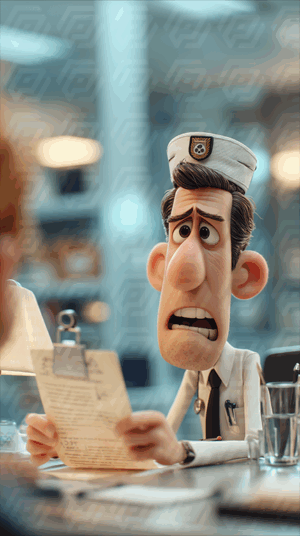Animated Nurse Looks Worried While Reading Document