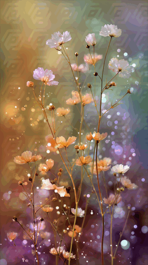Dreamy Wildflowers With Soft Bokeh Lights and Pastel Tones