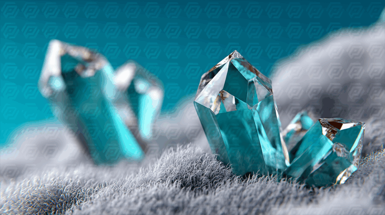 Blue Quartz Crystals Growing on Soft Fuzzy Surface