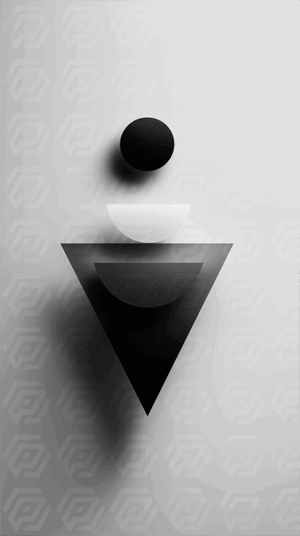 Geometric Abstract With Floating Shapes On Neutral Background