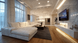 Modern Open-Concept Living Room With Luxury Minimalist Decor