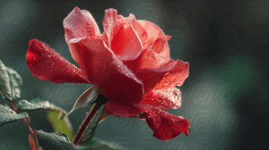 Close-Up Red Rose Petals With Morning Dew