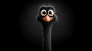 Funny Cartoon Ostrich Staring With Big Eyes