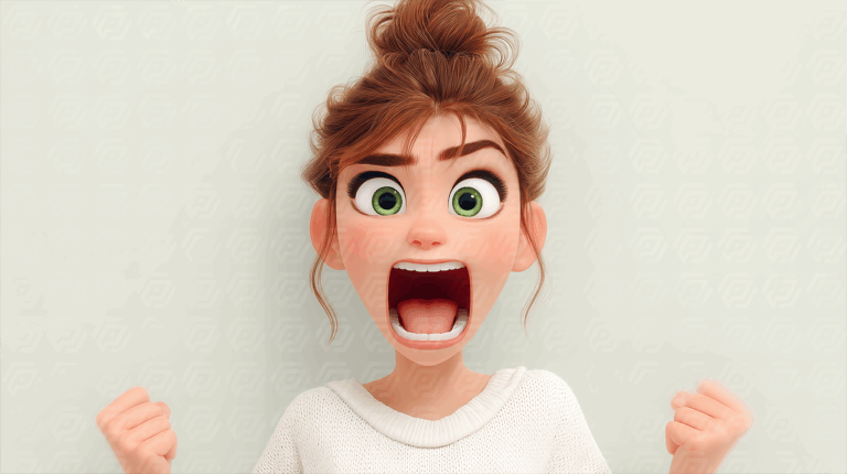Angry Cartoon Woman Shouting With Raised Fists