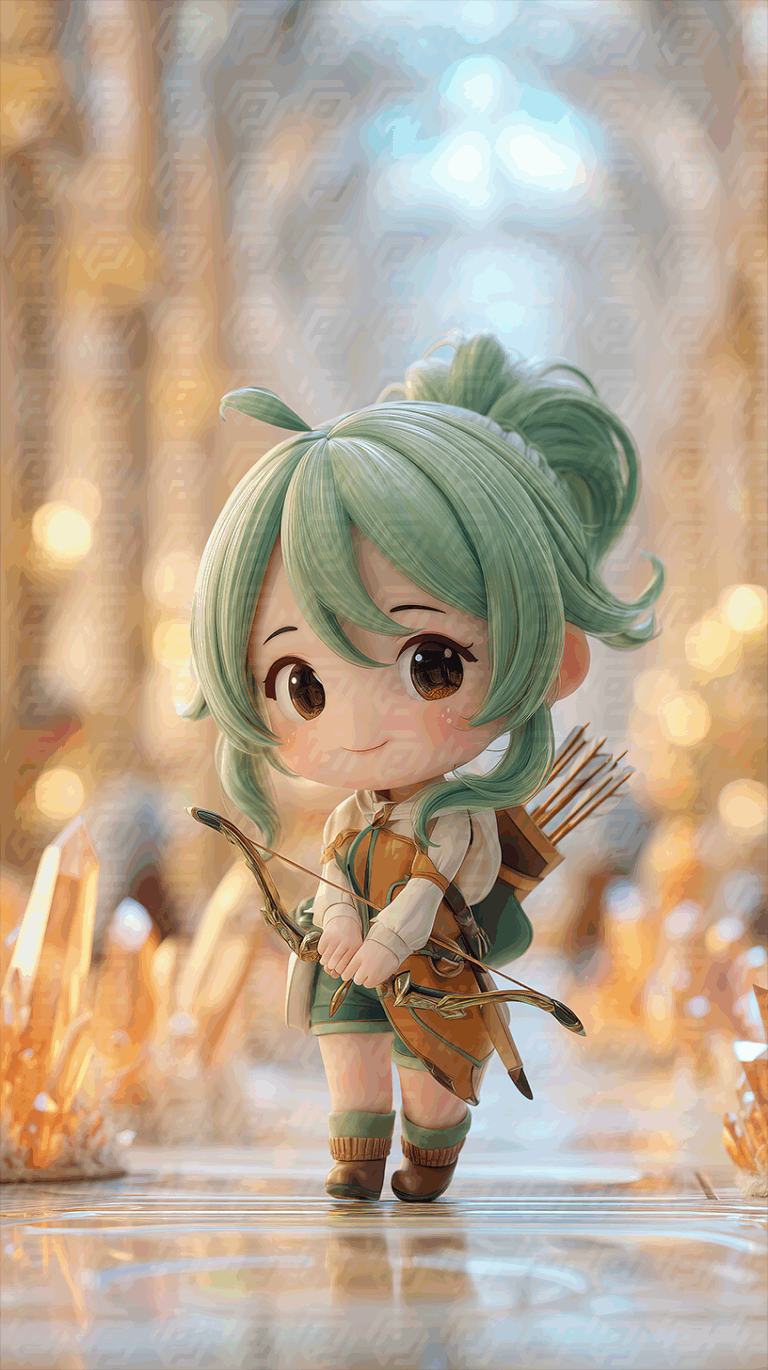 Cute Archer Girl In Fantasy Crystal Palace