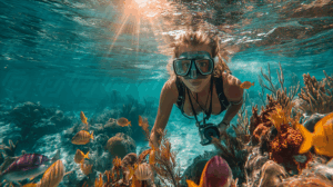 Snorkeling Through Vibrant Coral Reef in Tropical Waters