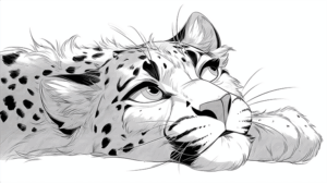 Leopard Lying Thoughtfully with Wide Eyes