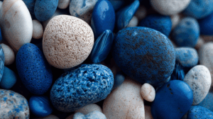 Blue and Beige Textured Pebbles in a Natural Cluster