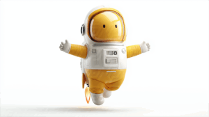 Adorable Cartoon Astronaut Character Floating Happily in Space