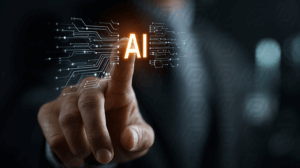 Businessman Engages With AI Concept Hologram