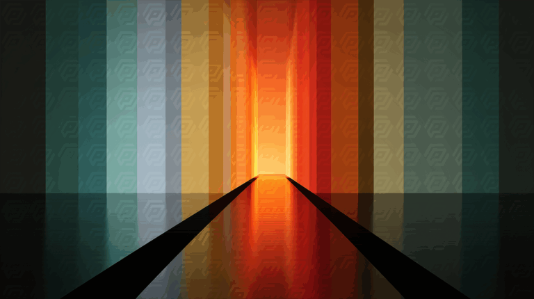 Dark Futuristic Corridor With Warm Light and Reflective Floor