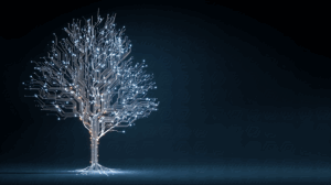 Intricate Tech Tree With Illuminated Digital Branches