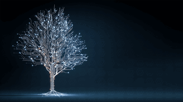 Intricate Tech Tree With Illuminated Digital Branches