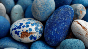 Speckled and Textured Blue Stones in Close-Up View