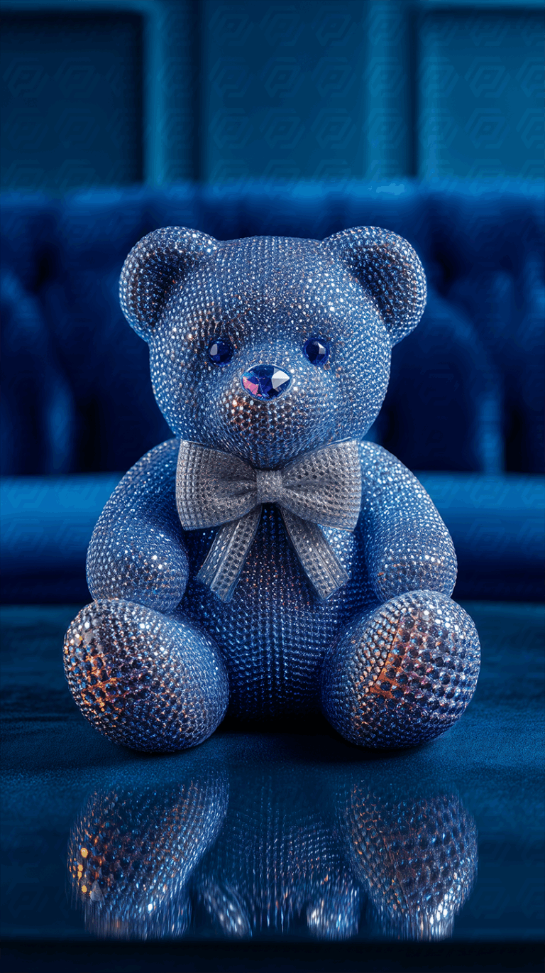 Glistening Blue Teddy Bear With Elegant Crystal Accents