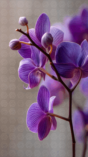 Elegant Purple Orchid Blossoms in Soft Natural Light