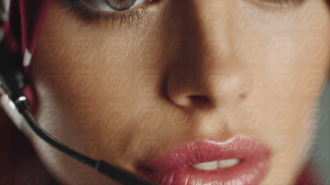 Professional Woman With Headset Looking Focused