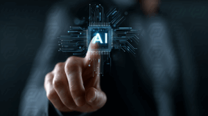 Touching AI Chip Graphic In Digital World