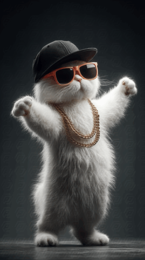Confident Cat in Shades With Gold Chains and Backward Cap