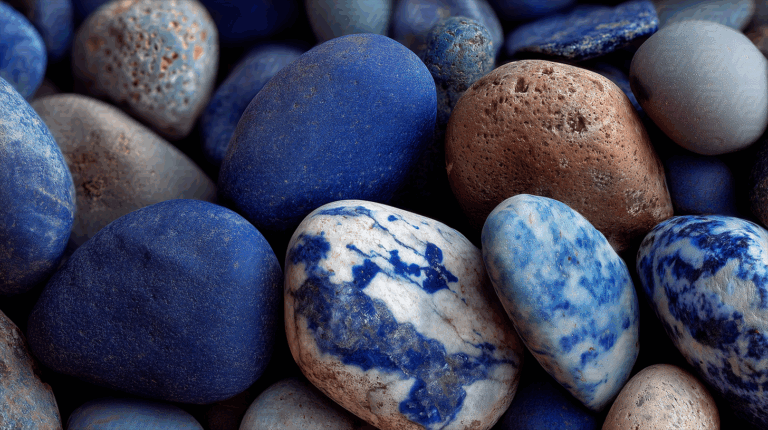 Rich Earth and Blue River Stones in Natural Texture