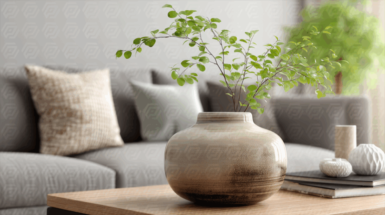 Decorative Vase With Greenery On Coffee Table Living Room Decor