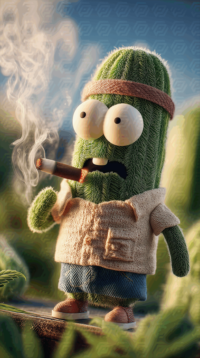 Funny Cactus Character Smoking a Cigar in the Sun