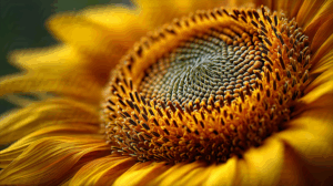 Close-Up of Sunflower Pattern Highlighting Spiraled Center and Petals
