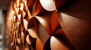 Curved Wooden Wall Panels in Warm Natural Light